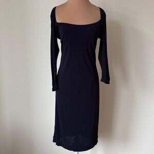 Ralph Lauren Collection Black Label Blue Square Neck Long Sleeve Midi Dress 4